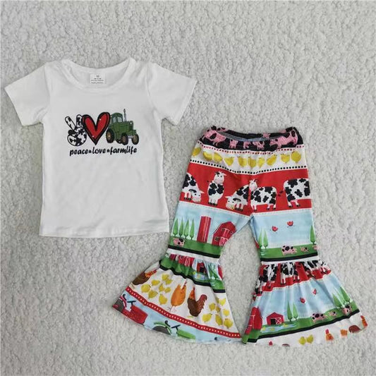 farm short sleeve shirt pants sale girls sets kids clothes