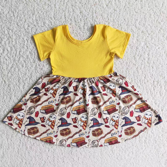 B15-1 girl cartoon yellow short-sleeved skirt