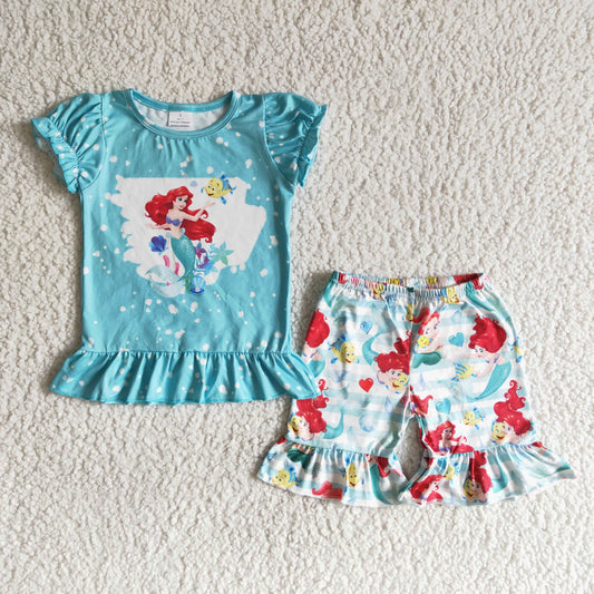 B17-25 Mermaid Blue Short Sleeve Suit