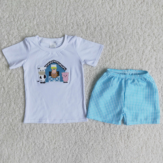 B18-12 Boys Farm Short Sleeve Shorts Suit