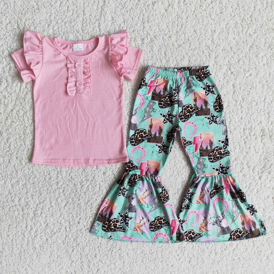 pink t-shirt & west bell girls outfits