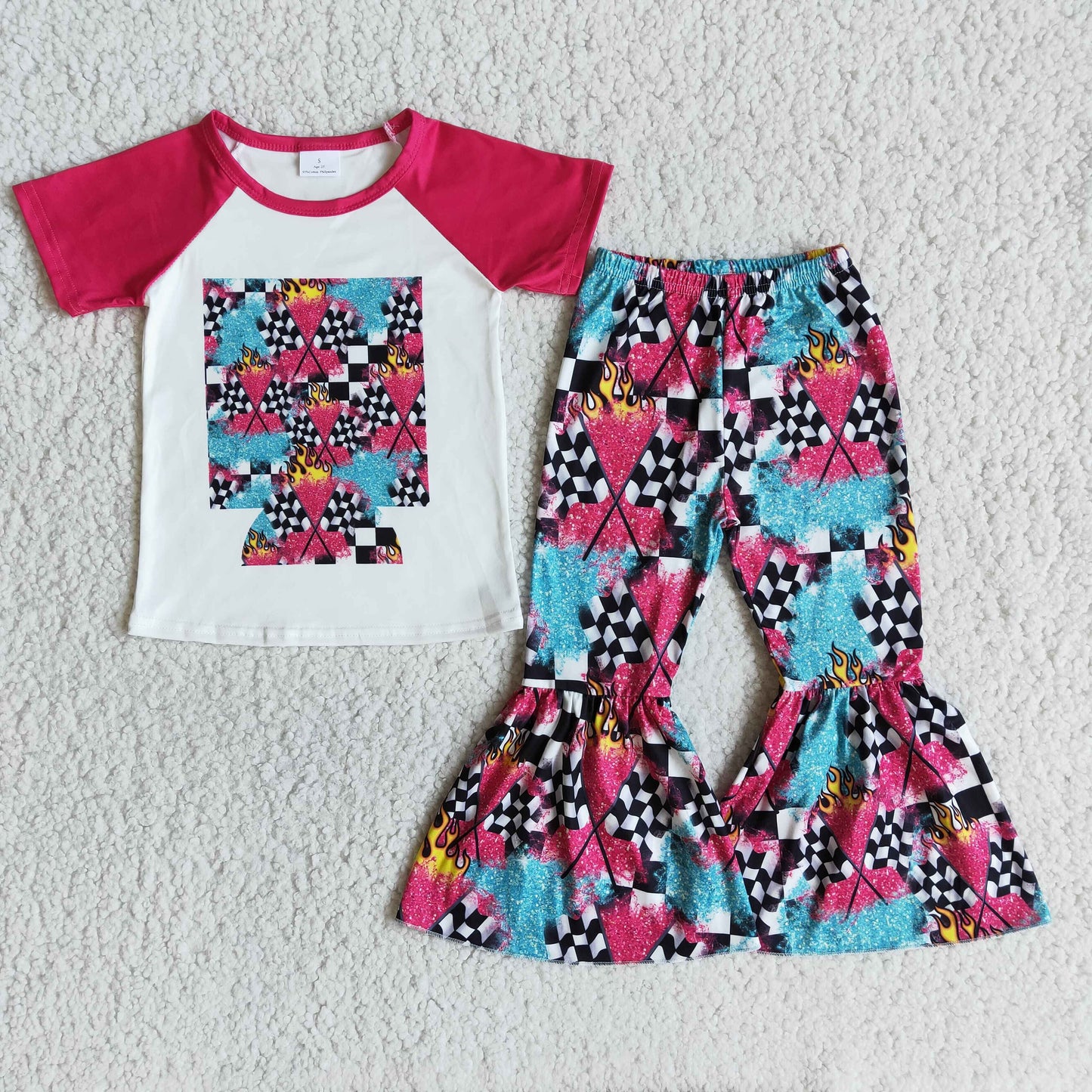 racing flag t-shirt & bell girls outfits