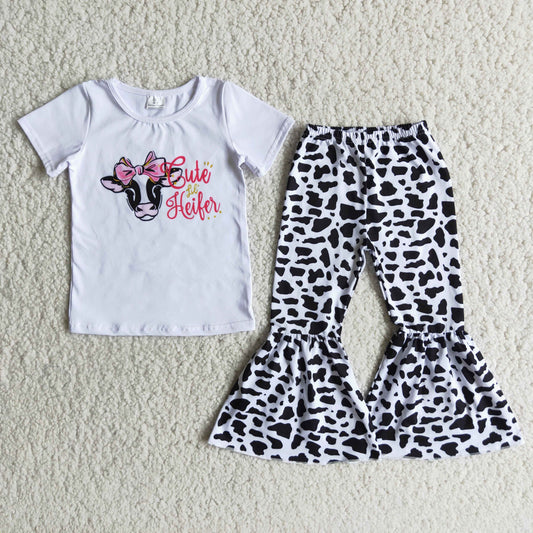 cow t-shirt & bell girls outfits