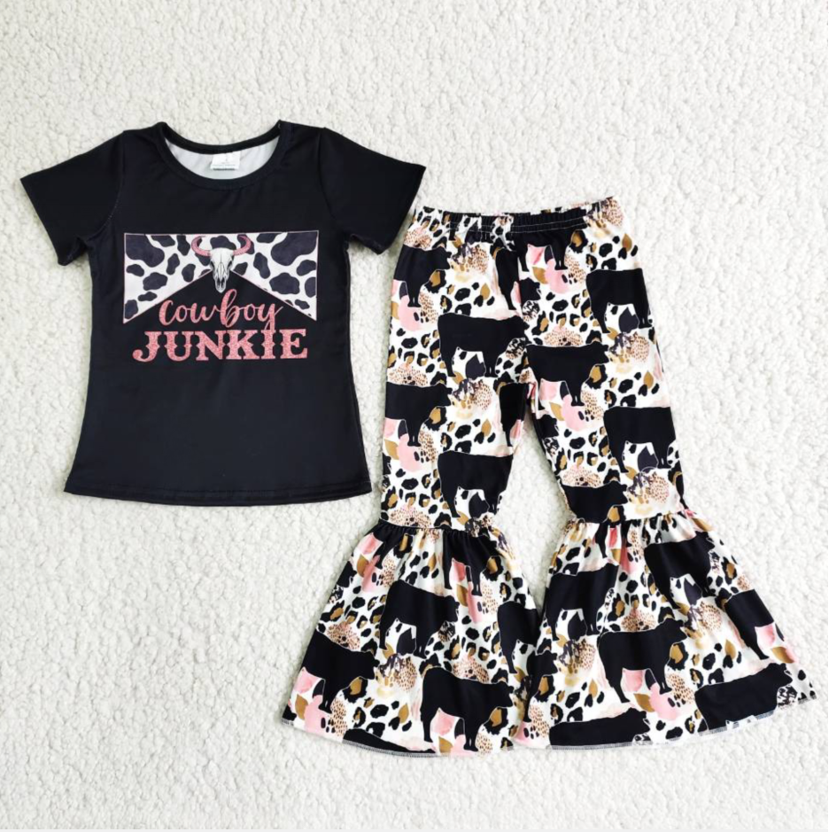 junkie t-shirt & cow bell girls outfits