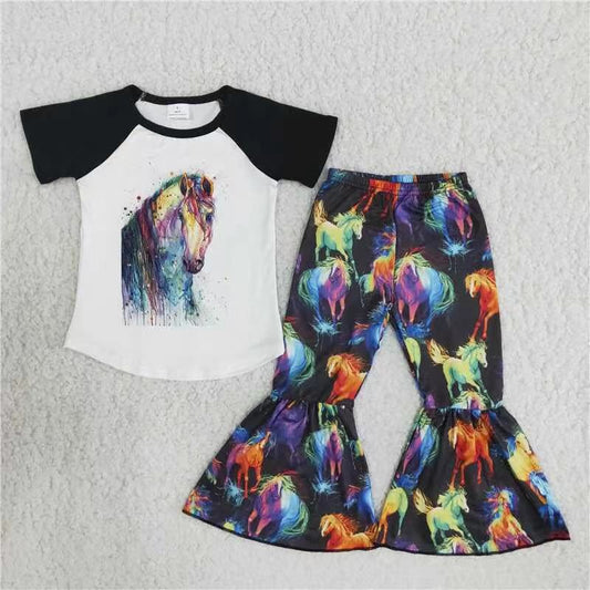 horse t-shirt & bell girls outfits