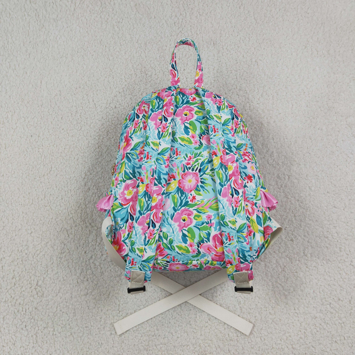 NEW RTS NO MOQ milk silk BA0176 NEW RTS NO MOQ Bags BA0176 Kids Girls Green Pink Flowers Print Backpack Back Bags