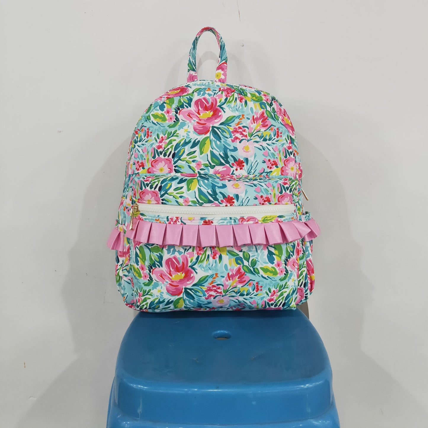 NEW RTS NO MOQ milk silk BA0176 NEW RTS NO MOQ Bags BA0176 Kids Girls Green Pink Flowers Print Backpack Back Bags