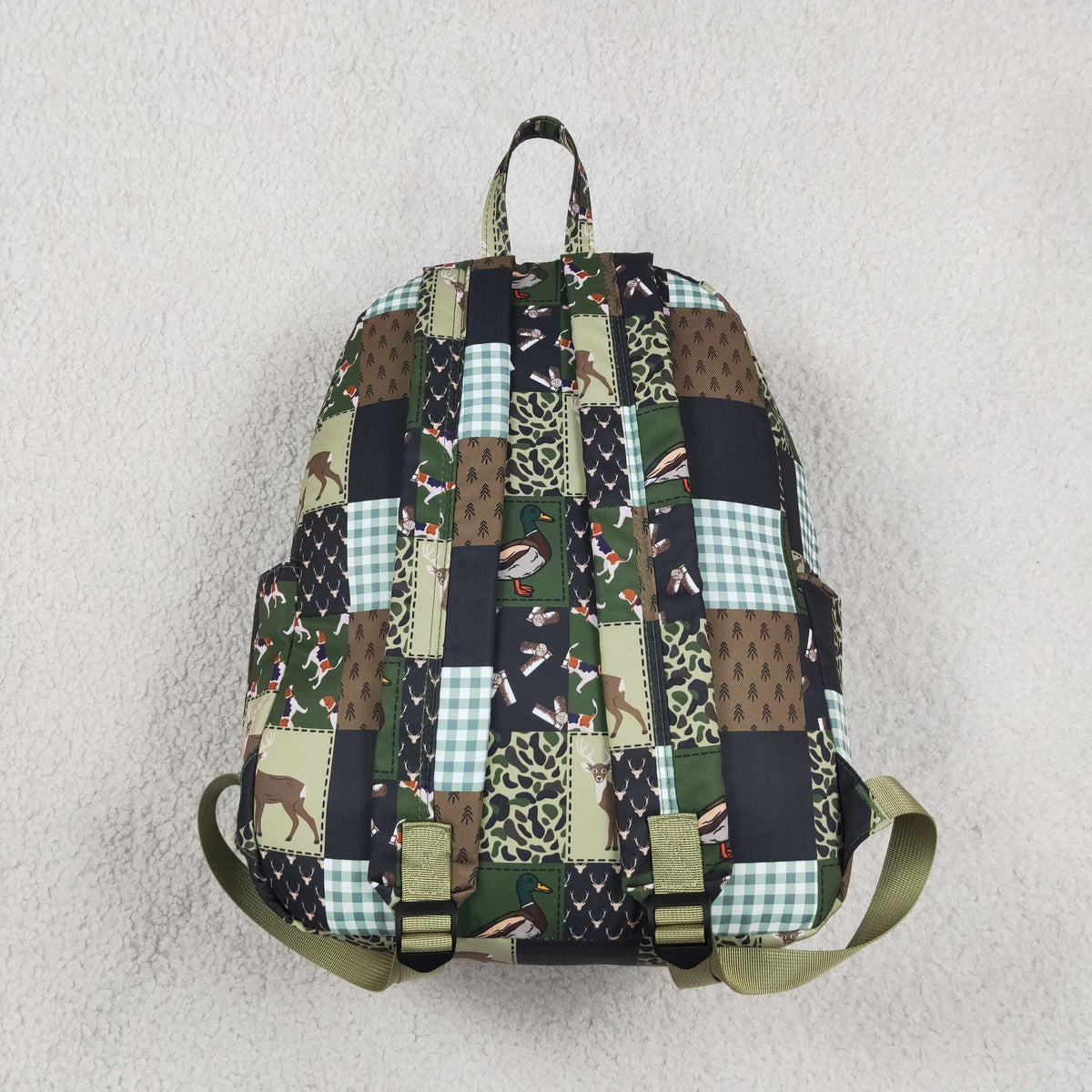 NEW RTS NO MOQ Bags BA0199 Baby Boys Green Brown Ducks Deer Camo Checked Hunting School Backpack Bags