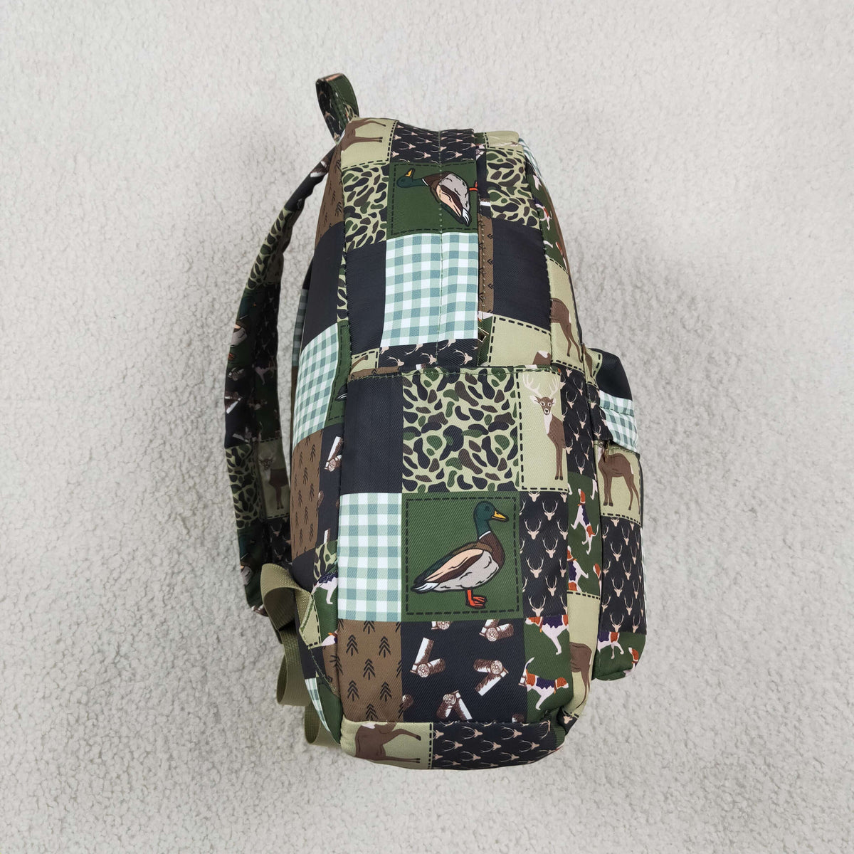 NEW RTS NO MOQ Bags BA0199 Baby Boys Green Brown Ducks Deer Camo Checked Hunting School Backpack Bags