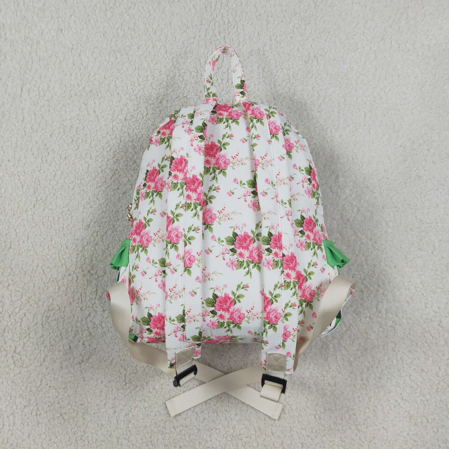 NEW RTS NO MOQ Bag BA0218 Baby Girls Cute Pink Floral Checkered Print Zip Backpack School Back Bag