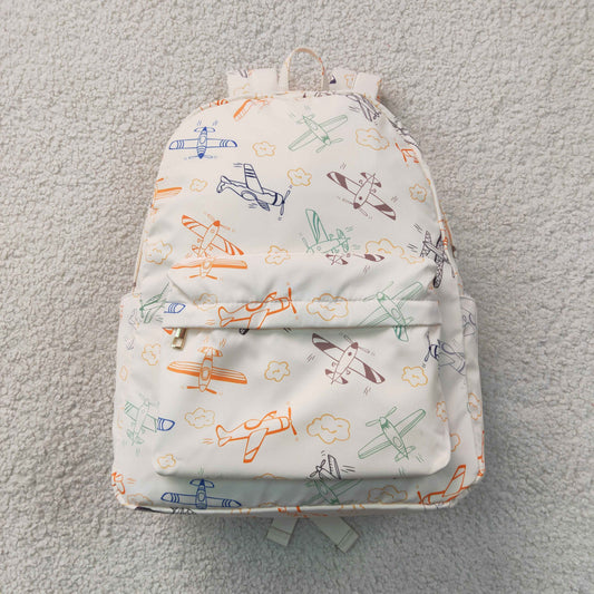 RTS NO MOQ milk silk BA0220 Baby Kids Colorful Planes Clouds School Backpack Back Bags
