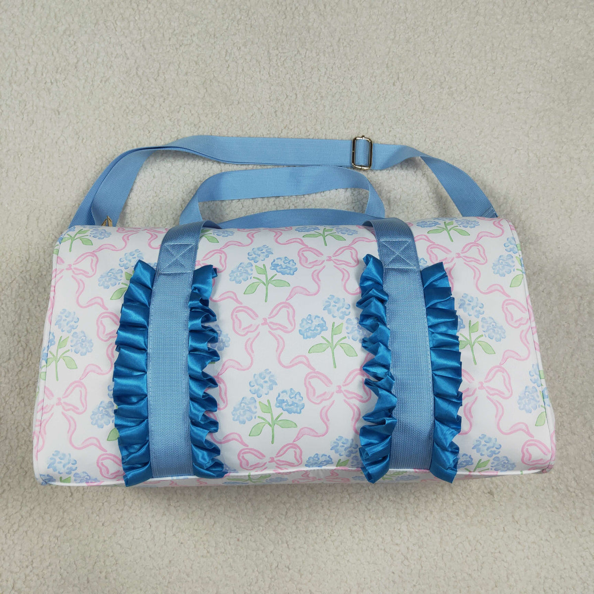 NEW RTS NO MOQ Bags BA0294 Blue Ruffle Pink Bows Plaid Floral Gym Duffle Bags