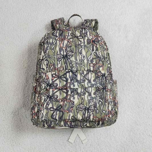 RTS NO MOQ milk silk BA0394 Baby Kids Southern Olive Camo Bows School Back Bags