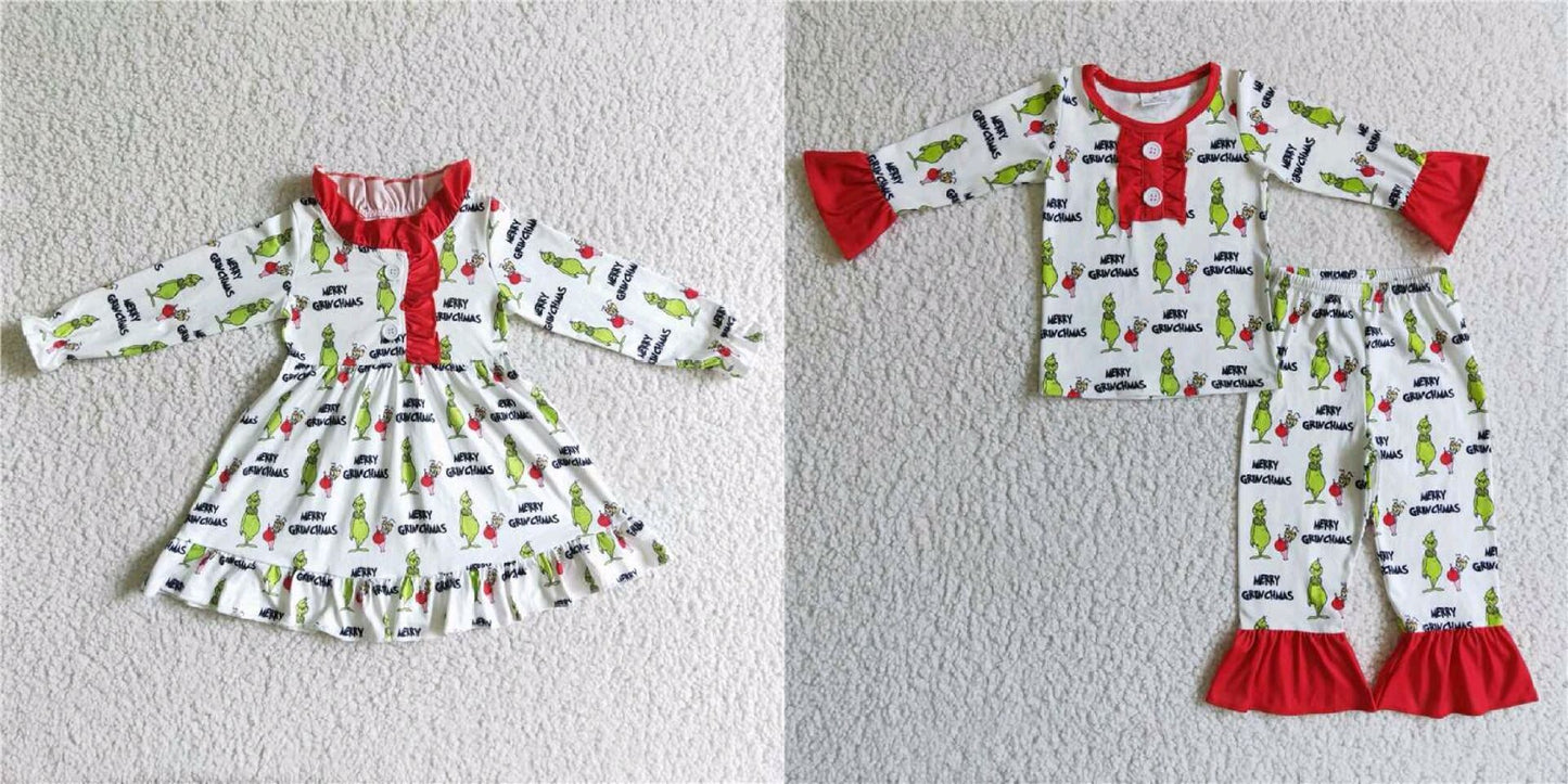 Christmas pajamas girl gown match suit sleep grinch outfits kids clothes