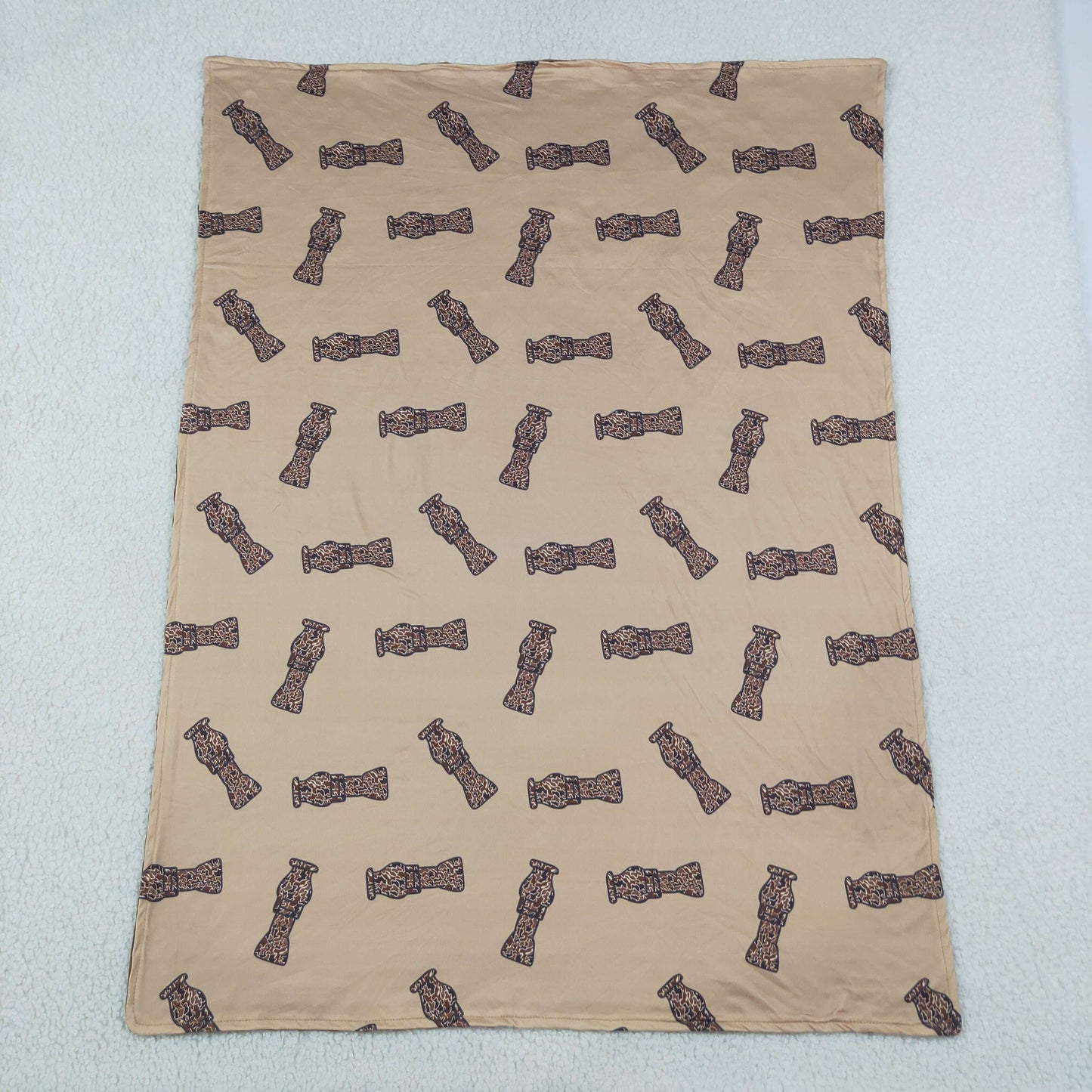 NEW RTS NO MOQ Blankets BL0165 Baby Toddler Children Hunting Duck Call Brown Minky Blankets