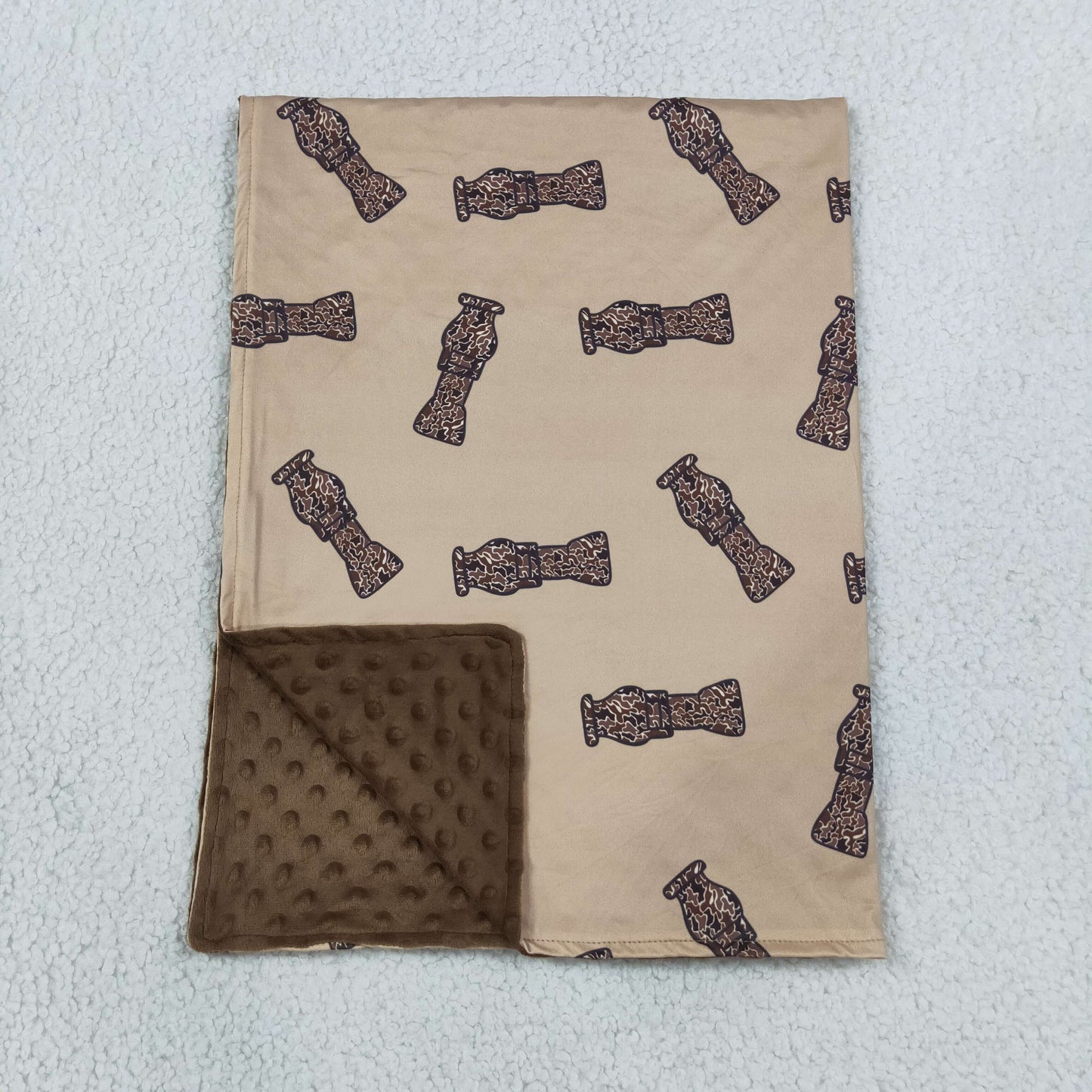 NEW RTS NO MOQ Blankets BL0165 Baby Toddler Children Hunting Duck Call Brown Minky Blankets