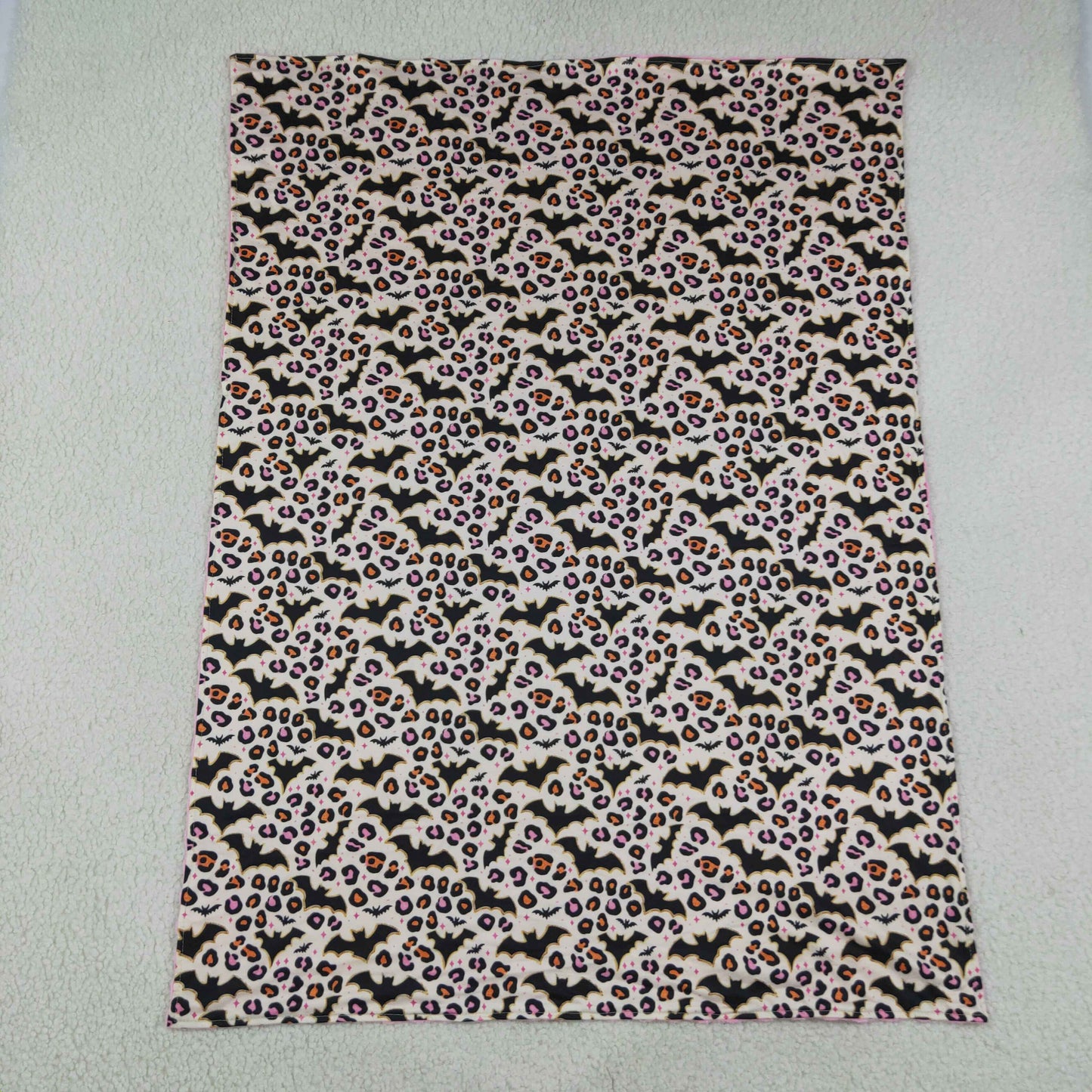 NEW RTS NO MOQ Blankets BL0254 Baby Girls Leopard Bats Halloween Print Blankets