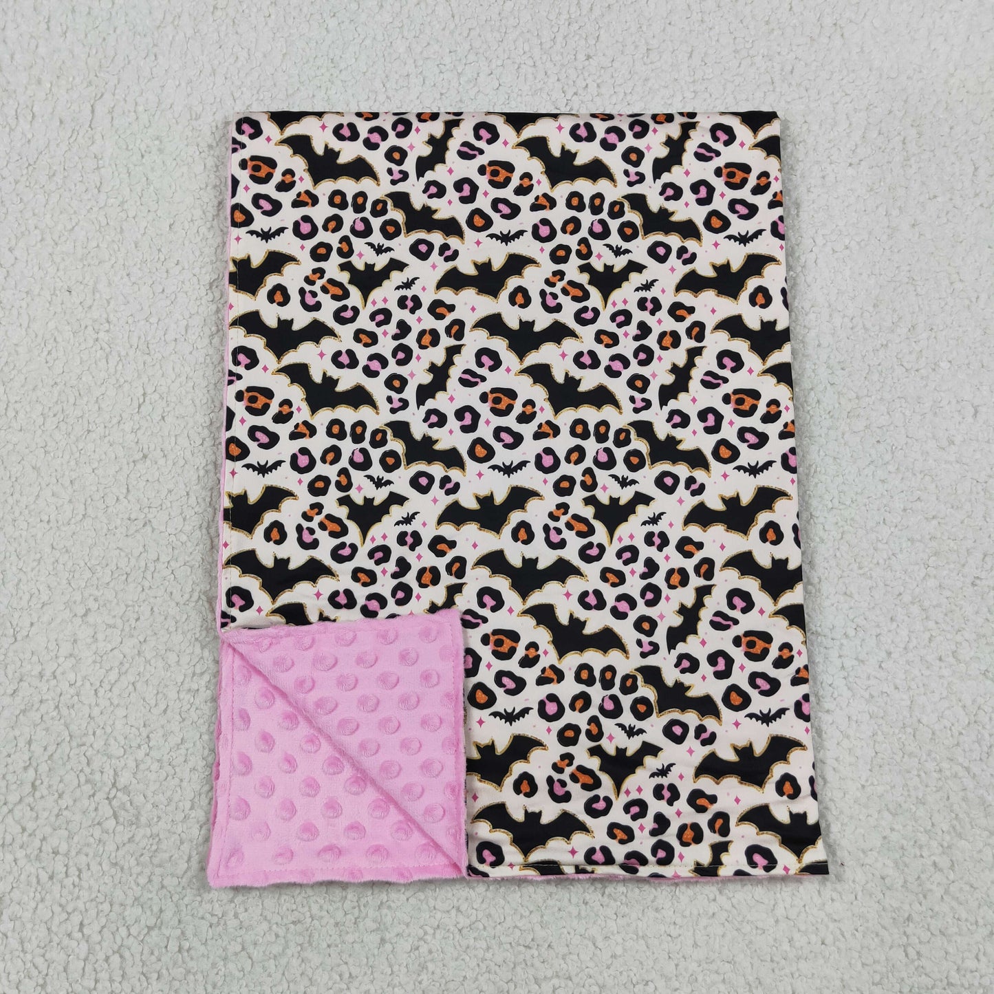 NEW RTS NO MOQ Blankets BL0254 Baby Girls Leopard Bats Halloween Print Blankets