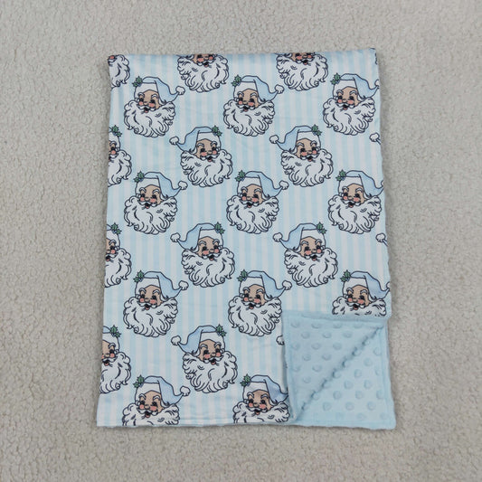 NEW RTS NO MOQ Blankets BL0256 Baby Boys Blue Stripe Santa Christmas Blankets