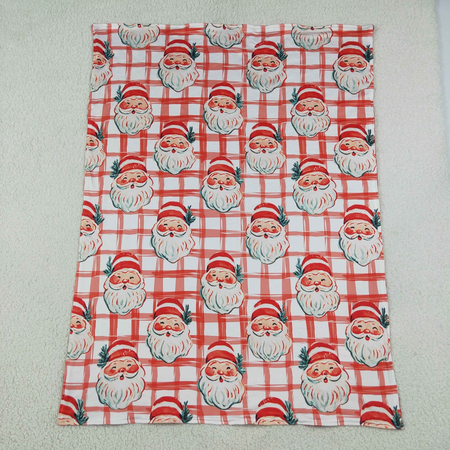 NEW RTS NO MOQ Blankets BL0265 Baby Kids Red Checked Santa Christmas Blanket