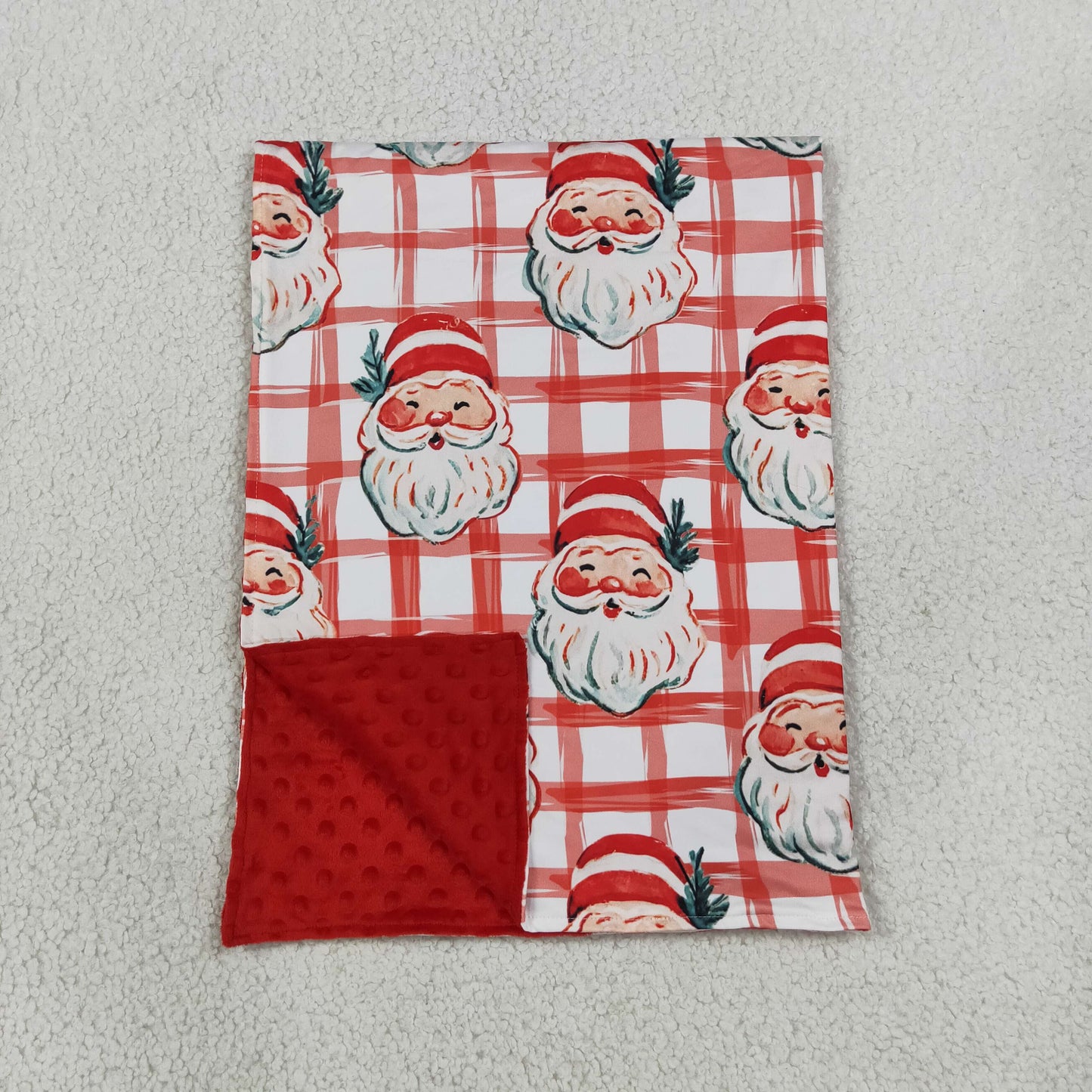 NEW RTS NO MOQ Blankets BL0265 Baby Kids Red Checked Santa Christmas Blanket