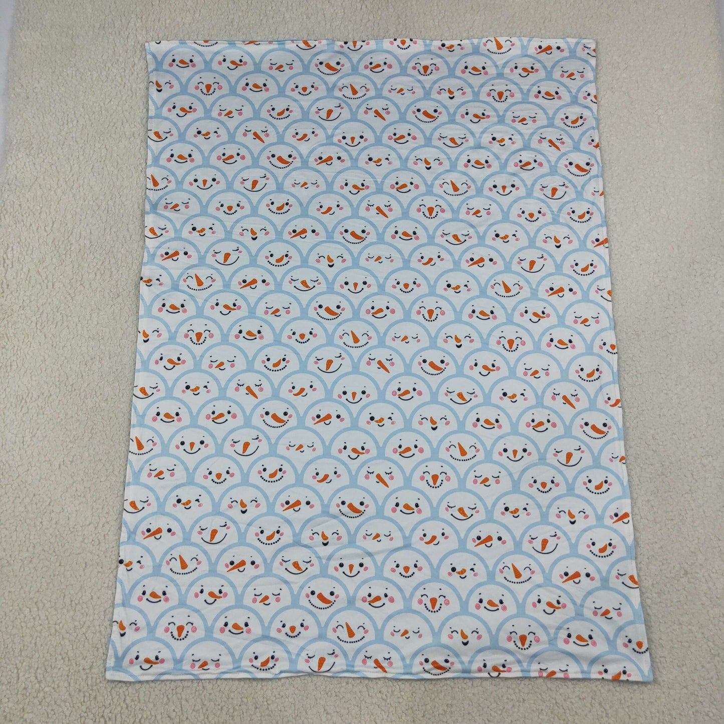 NEW RTS NO MOQ Blankets BL0267 Baby Girls Blue Snowmen Checked Christmas Blankets