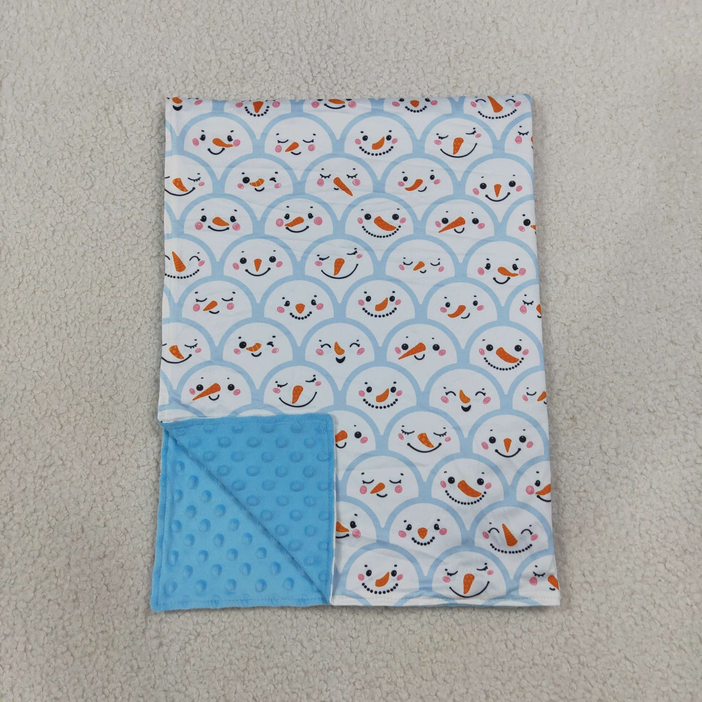 NEW RTS NO MOQ Blankets BL0267 Baby Girls Blue Snowmen Checked Christmas Blankets