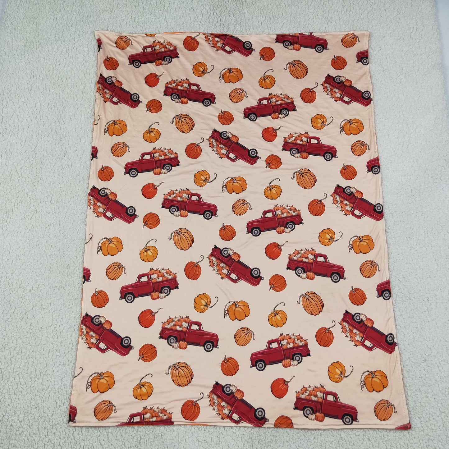 NEW RTS NO MOQ Blankets BL0289 Baby Boys Pumpkins Trucks Fall Blankets