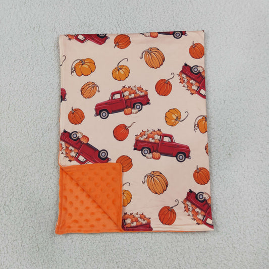 NEW RTS NO MOQ Blankets BL0289 Baby Boys Pumpkins Trucks Fall Blankets