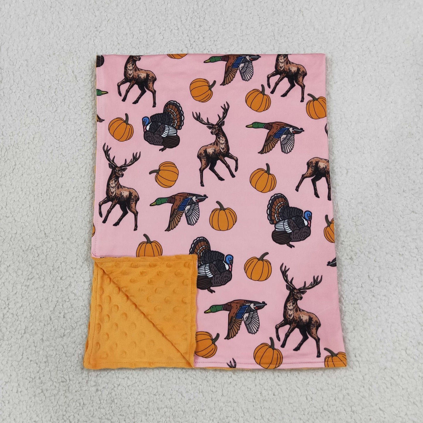 NEW RTS NO MOQ Blankets BL0293 Baby Girls Pumpkin Ducks Deer Turkey Thanksgivings Blankets