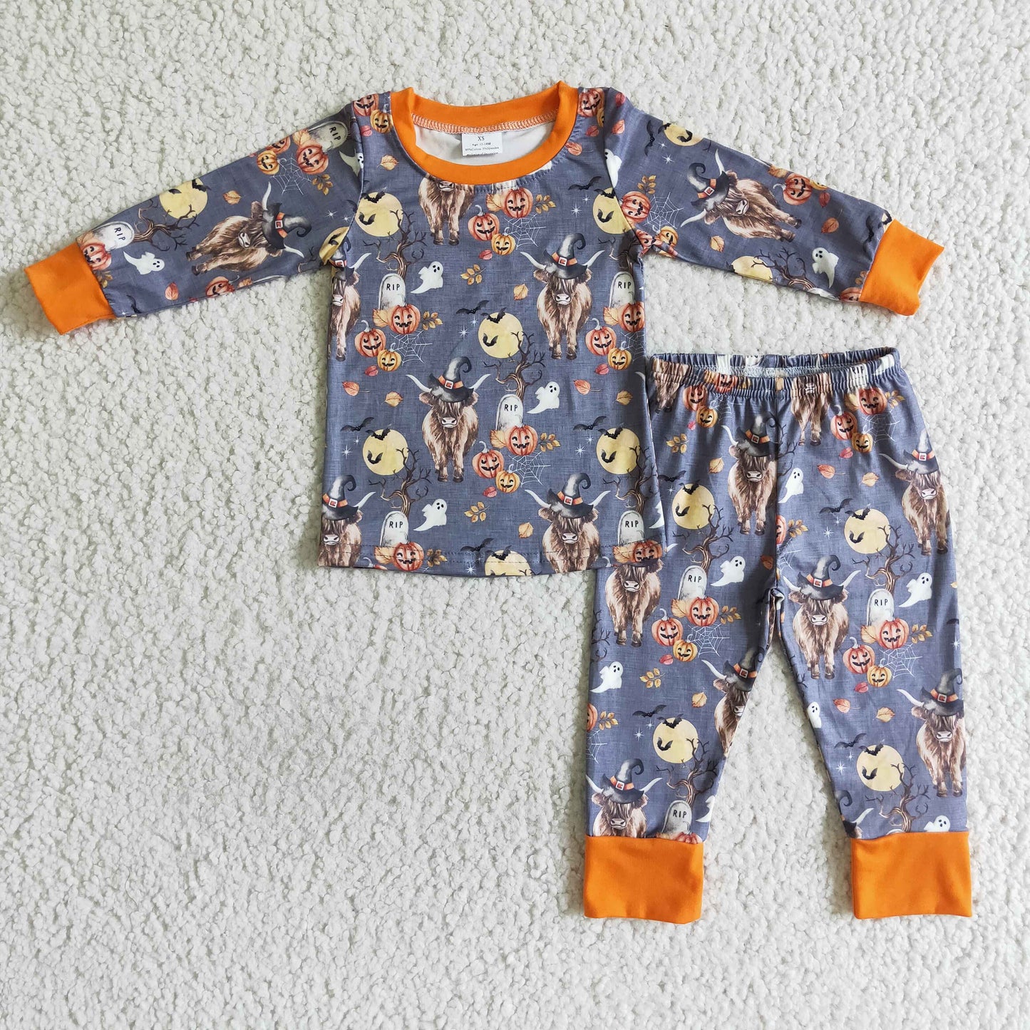 BLP0039 Boys Halloween Alpine Cow Long Sleeve Pants Set