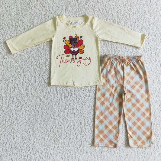 BLP0068 Boys Thanksgiving Turkey Long Sleeve Pants Set