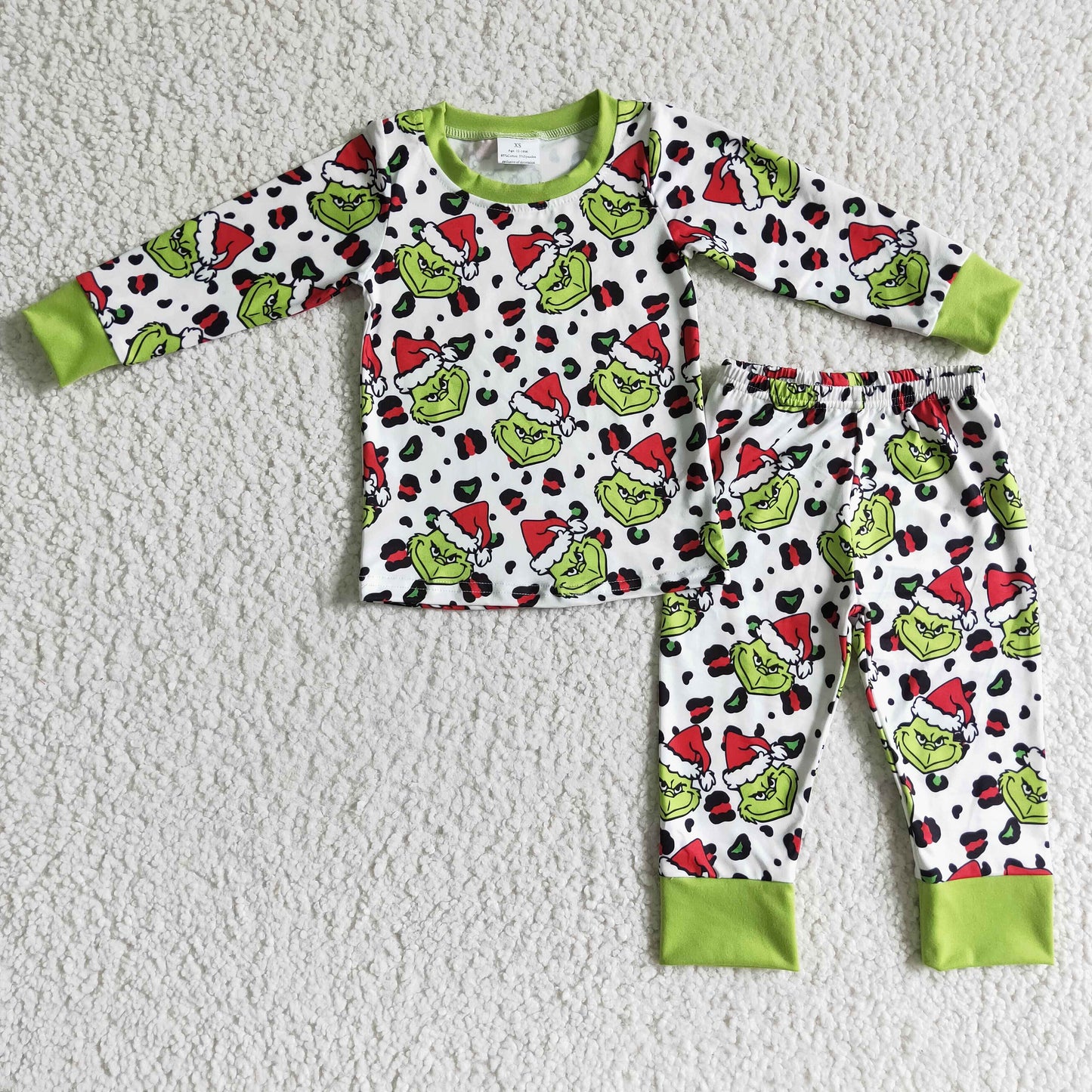 BLP0076 Boys grinch Santa hat long sleeve and long pants suit