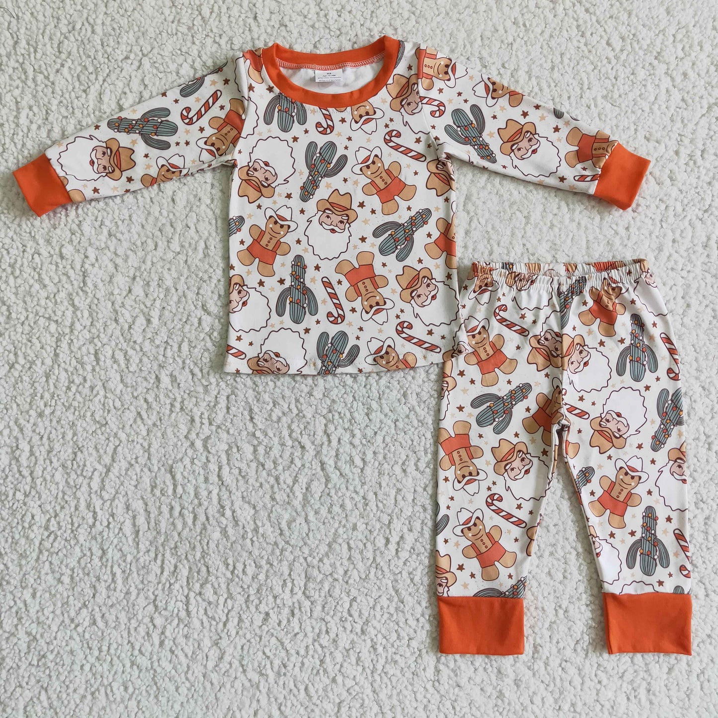 BLP0082 Boys Gingerbread Cactus Long Sleeve Pants Set