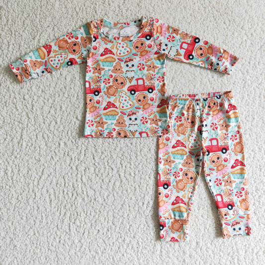 BLP0092 Boys' gingerbread man car long sleeve and long pants suit