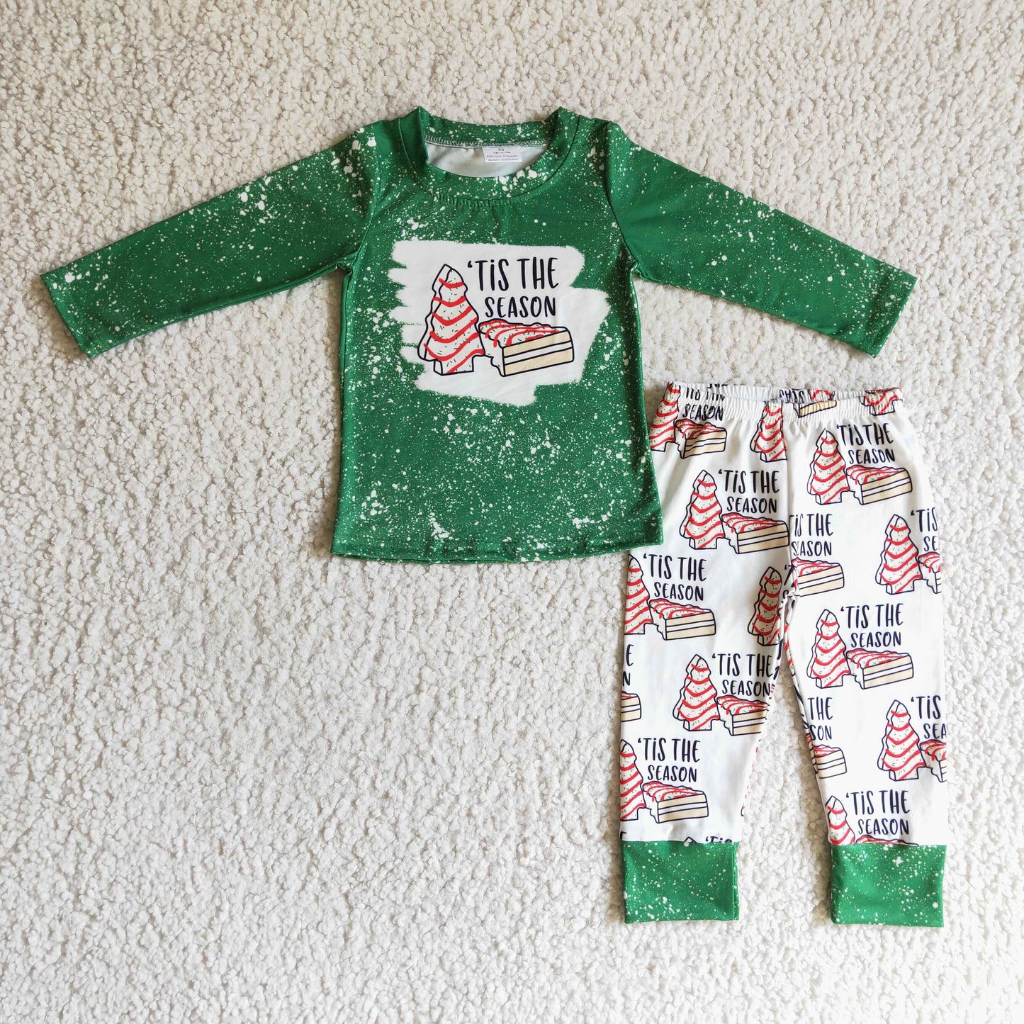 BLP0094 Boys TIS THE SEASON green long-sleeved trousers suit