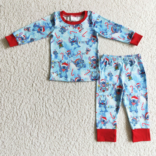 BLP0096 Boys Stitch blue long-sleeved trousers suit