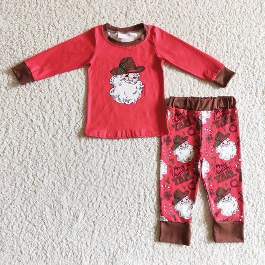 BLP0119 Boys Santa Claus red long-sleeved trousers suit