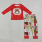 NEW RTS NO MOQ milk silk BLP0375 Baby Boys Cowboy Christmas Red Tops Pants Clothes Sets