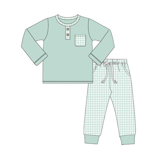 5.28BLP1077 Green Boys Plaid Suit