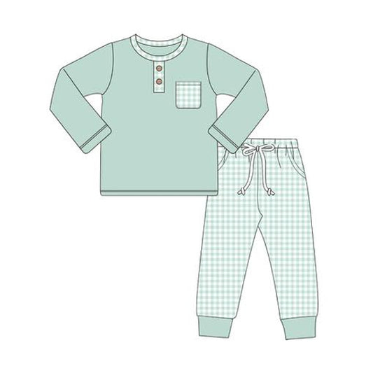 5.28BLP1077 Green Boys Plaid Suit