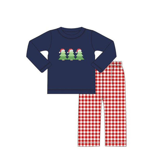 5.28BLP1083 Christmas Tree Plaid Boys Set
