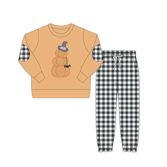 6.5BLP1097 Orange Pumpkin Plaid Set