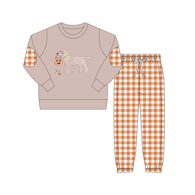 6.5BLP1098 Puppy Halloween Plaid Set