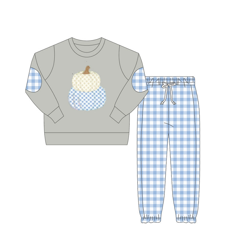 6.5BLP1099 Pumpkin Blue Plaid Suit
