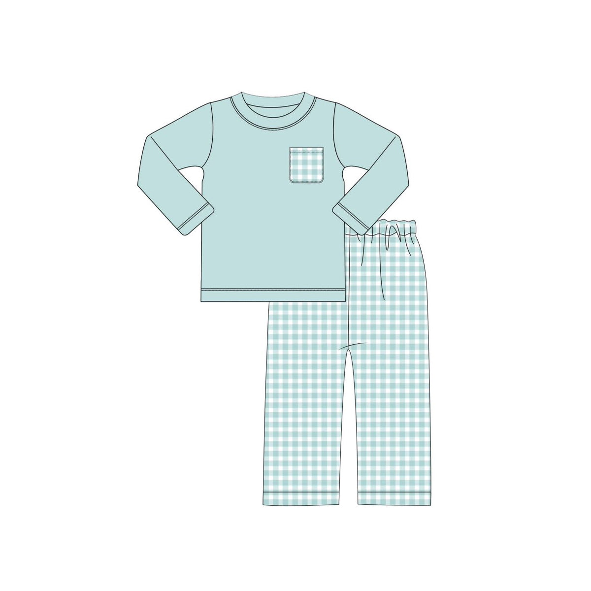 6.13BLP1122 Green plaid boy's long-sleeved suit