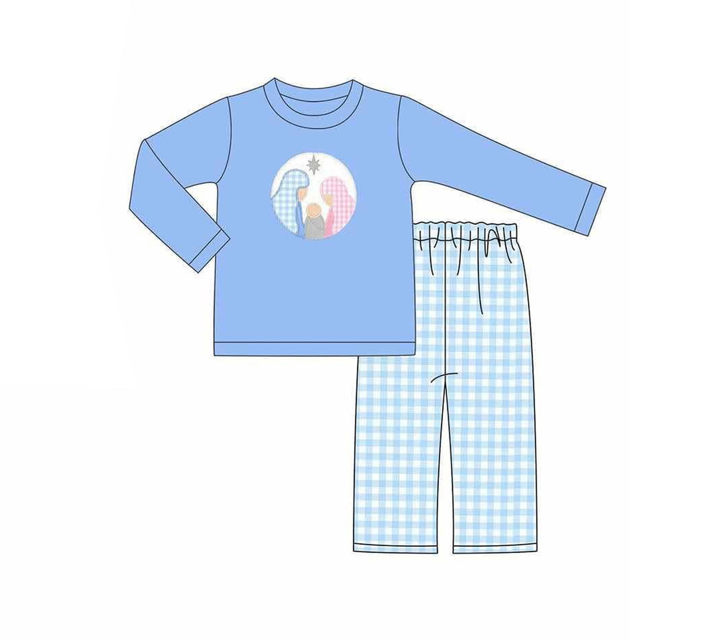 6.13BLP1124 Jesus Blue Boys Long Sleeve Suit
