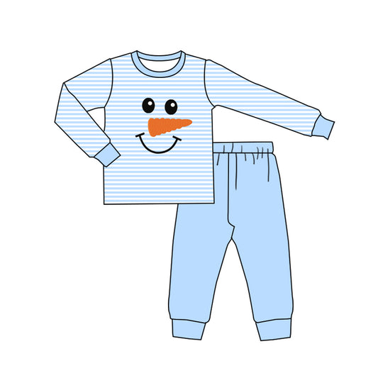 6.18BLP1150 Cartoon Striped Blue Long Sleeve Suit