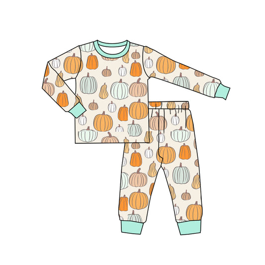 X821BLP1222 Boys Pumpkin Pajama Set