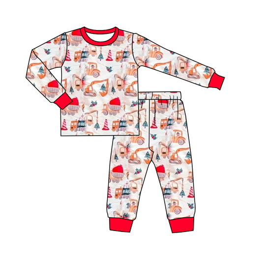 X911 BLP1253 Truck Christmas Tree Long-Sleeved Pajama Set